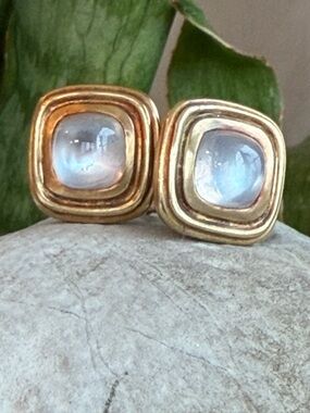 Slane and Slane  18 karat gold and moonstone earrings
